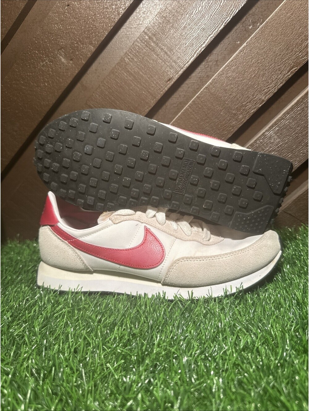 Nike Waffle Trainer 2 GS White Gym Red Running Shoes DC6477-101 Size 6.5Y/8W